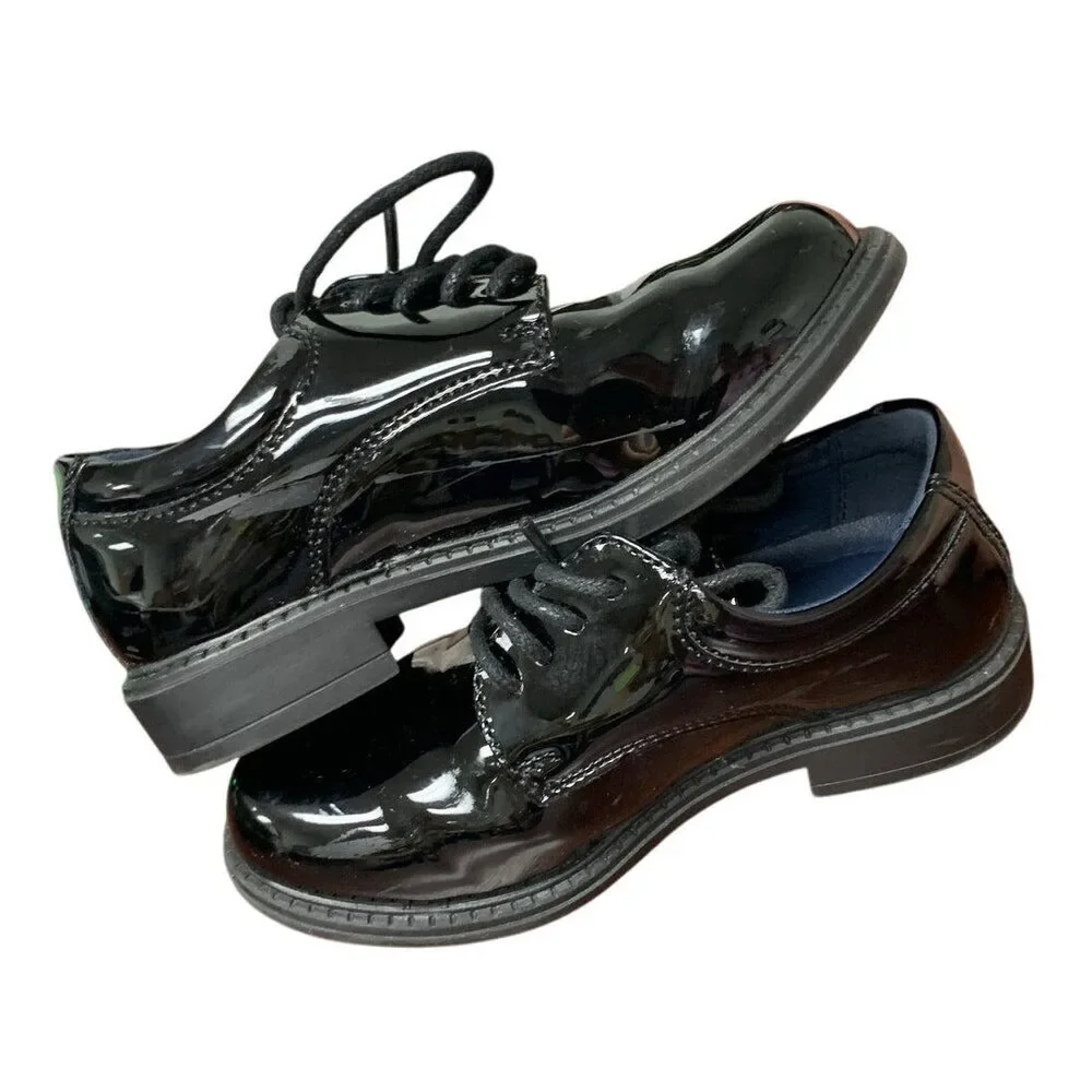 Bruno Marc Toddler Boys Size 10 Black Faux Leather Classic Oxfords Dress Shoes